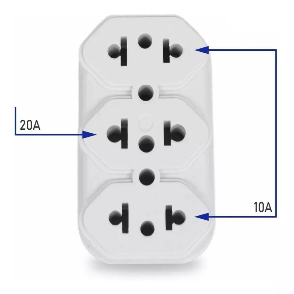 🔌 Kit 3 Adaptadores 3 Tomadas 10A/20A/10A