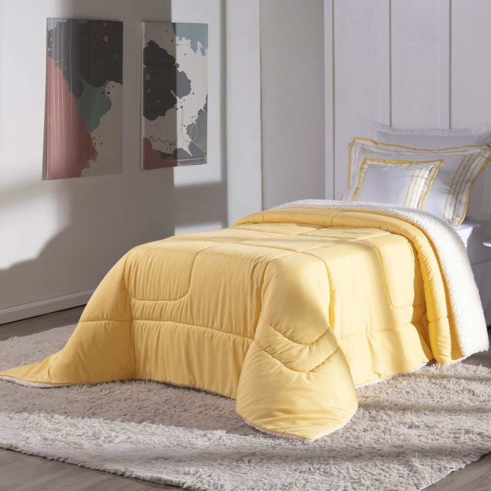 🌞 Coberdrom Soft Solteiro Kit 3 Peças - Amarelo