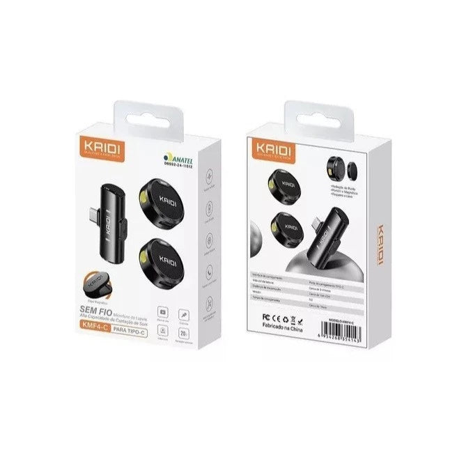 🎤 Microfone Lapela Sem Fio KAIDI KMF4-C - Som Profissional