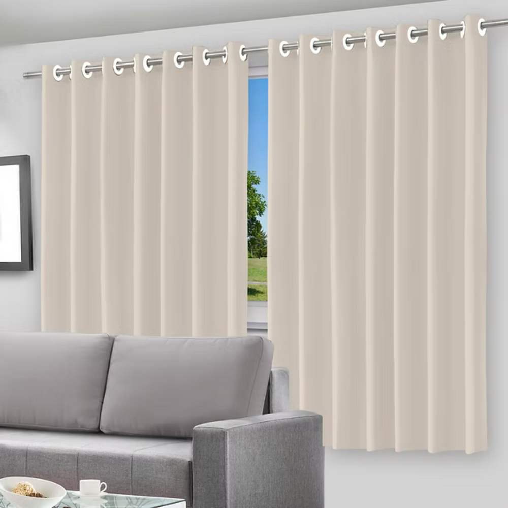 🌙 Cortina Blackout 200x140cm Película Cinza com Ilhós - Bloqueia 100% Luz
