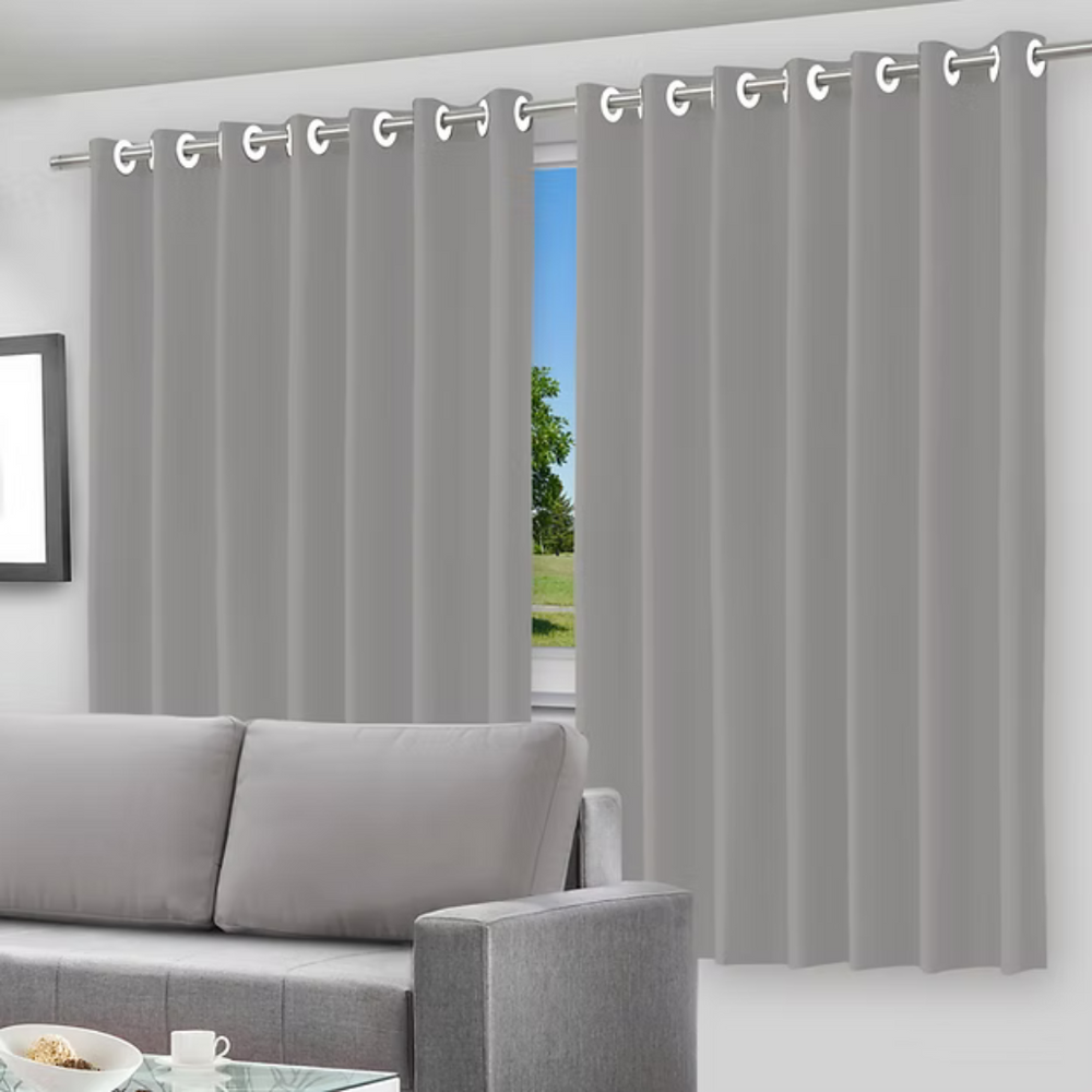 🌙 Cortina Blackout 200x140cm Película Cinza com Ilhós - Bloqueia 100% Luz