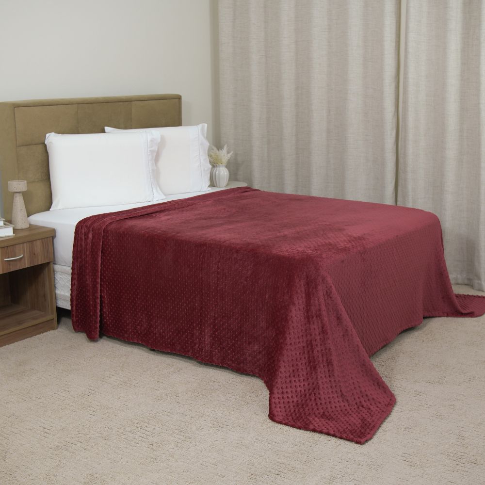 ❤️ Manta Delicatta Fleece Bolinha 2,20x2,40m - Vermelho