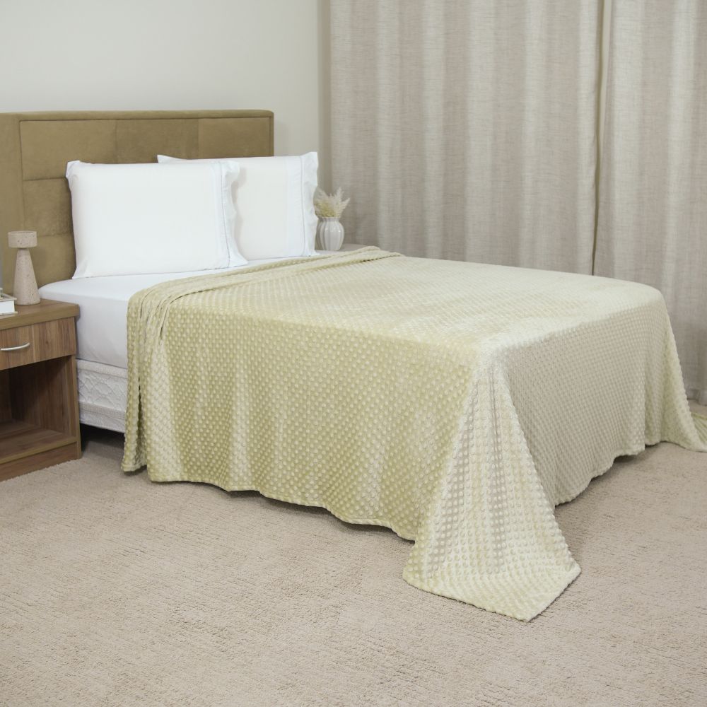 ☁️ Manta Delicatta Fleece Bolinha 2,20x2,40m - Bege