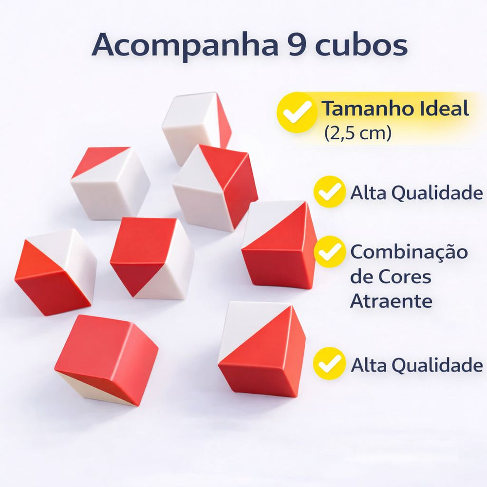 🧩 Cubo Kohs Teste Raciocínio Lógico - 9 Peças Caixa Madeira