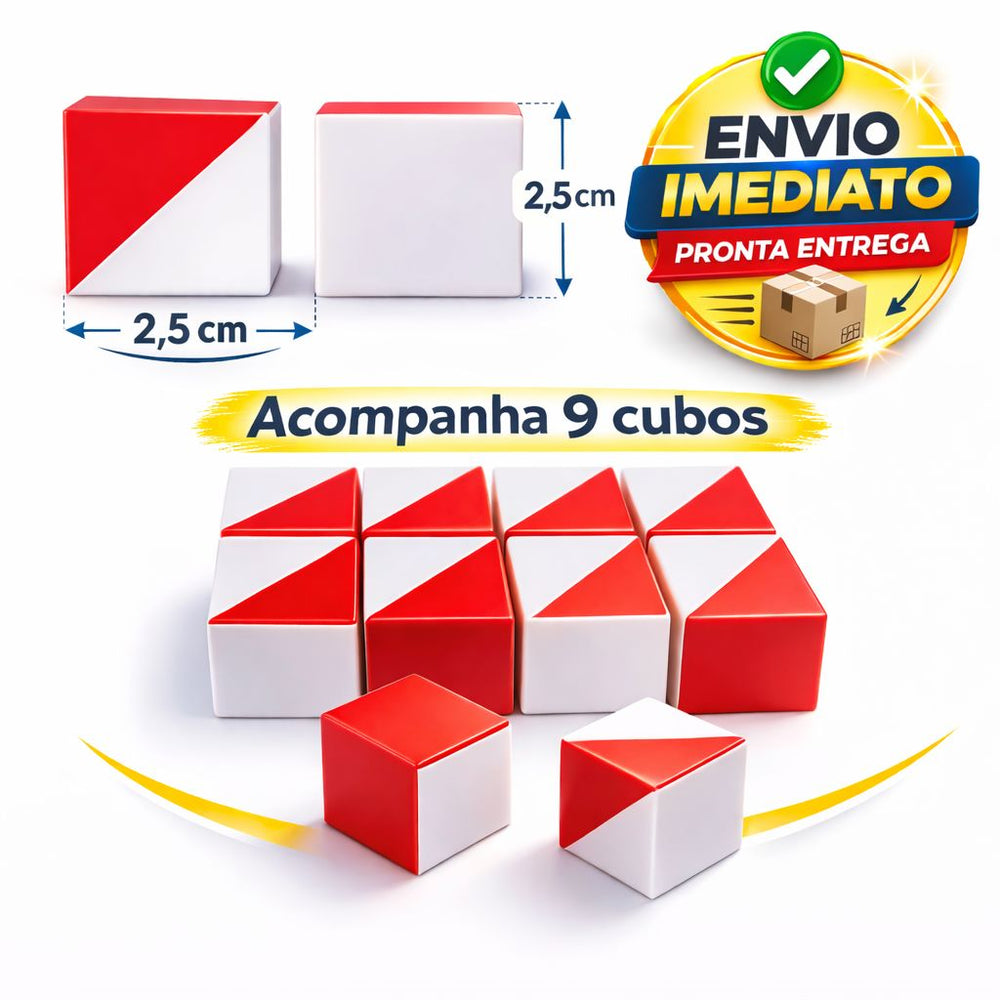 🧩 Cubo Kohs Teste Raciocínio Lógico - 9 Peças Caixa Madeira