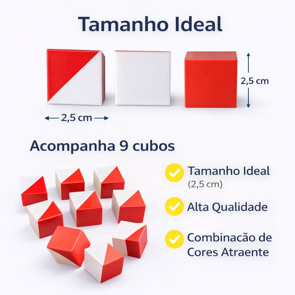 🧩 Cubo Kohs Teste Raciocínio Lógico - 9 Peças Caixa Madeira