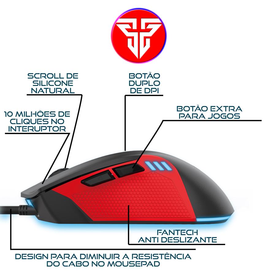 🎮 Mouse Gamer RGB Fantech Phantom X15 - 7 Botões Programáveis