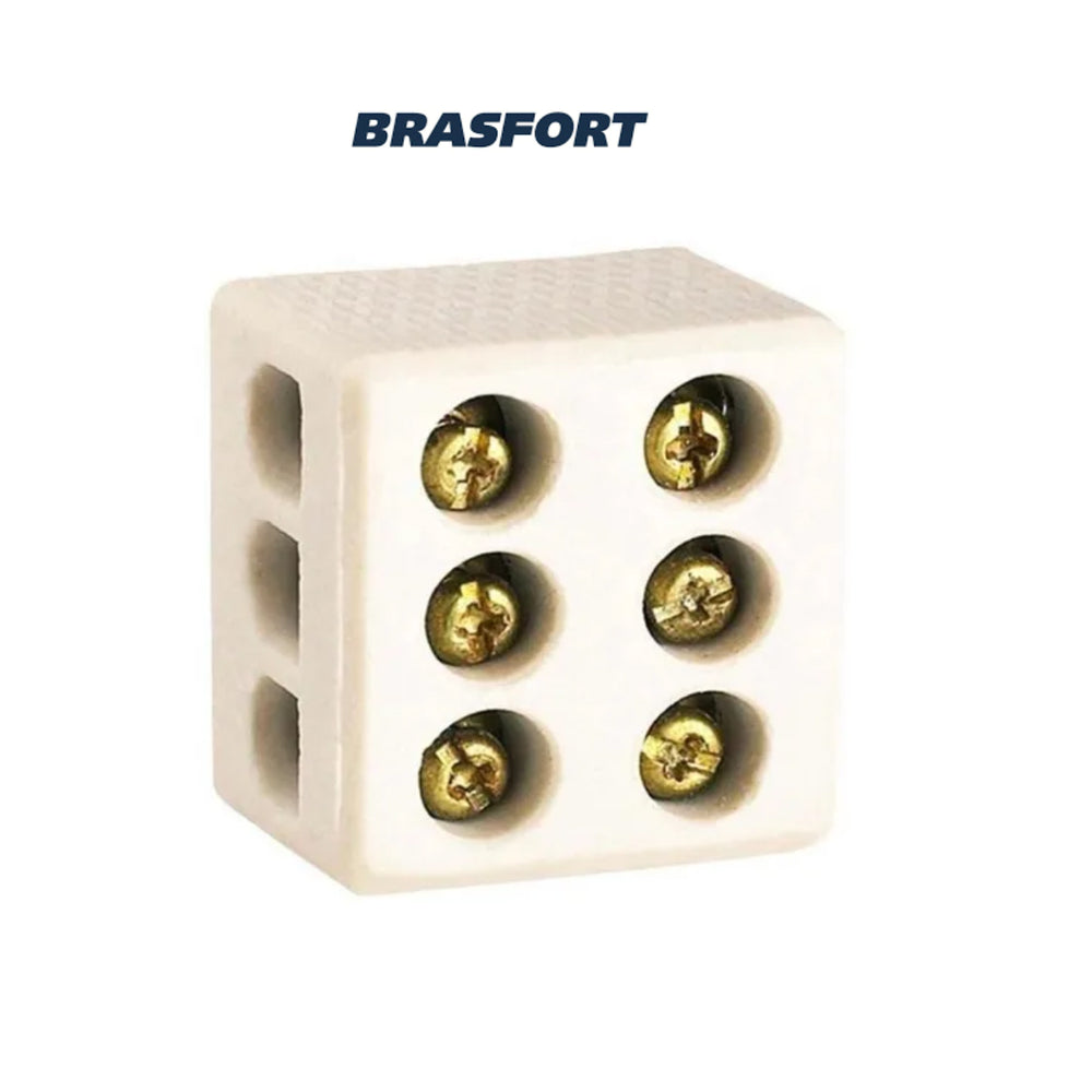 ⚡ Conector Chuveiro Tripolar 10mm Porcelana 25A 250V - Branco