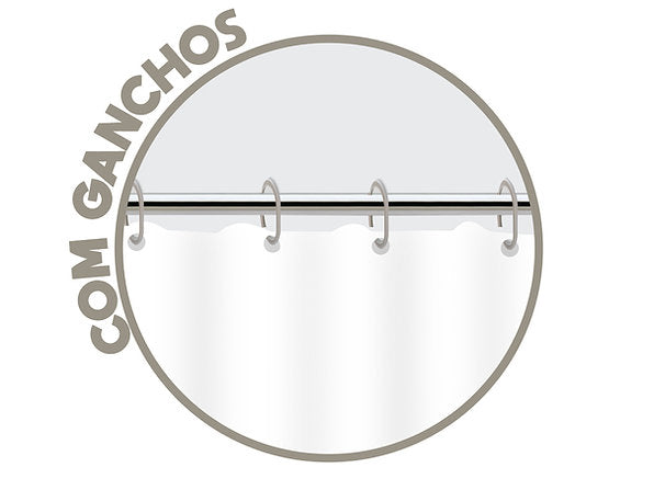 🚿 Cortina Box Banheiro Tecido Poliéster com Ganchos - 5 Cores