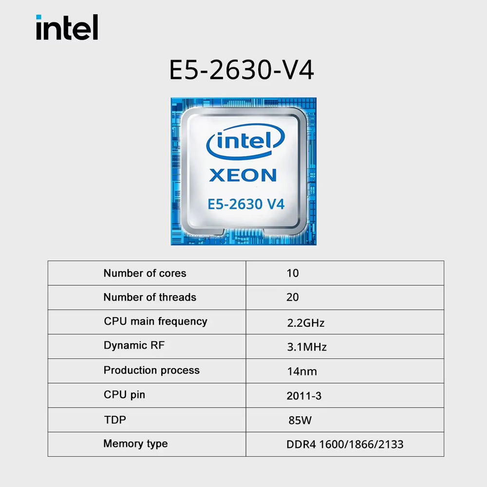 💻 Processador Intel Xeon E5-2630 V4 - 10 Núcleos · 2.20GHz · Servidor
