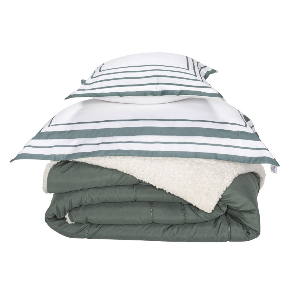 🌲 Coberdrom Soft Solteiro Kit 3 Peças - Verde Militar