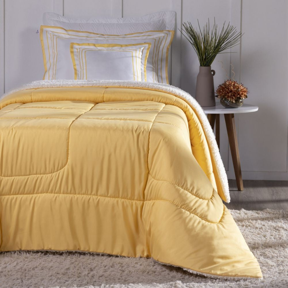 🌞 Coberdrom Soft Solteiro Kit 3 Peças - Amarelo