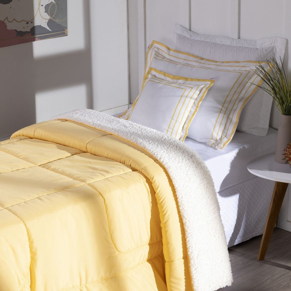 🌞 Coberdrom Soft Solteiro Kit 3 Peças - Amarelo