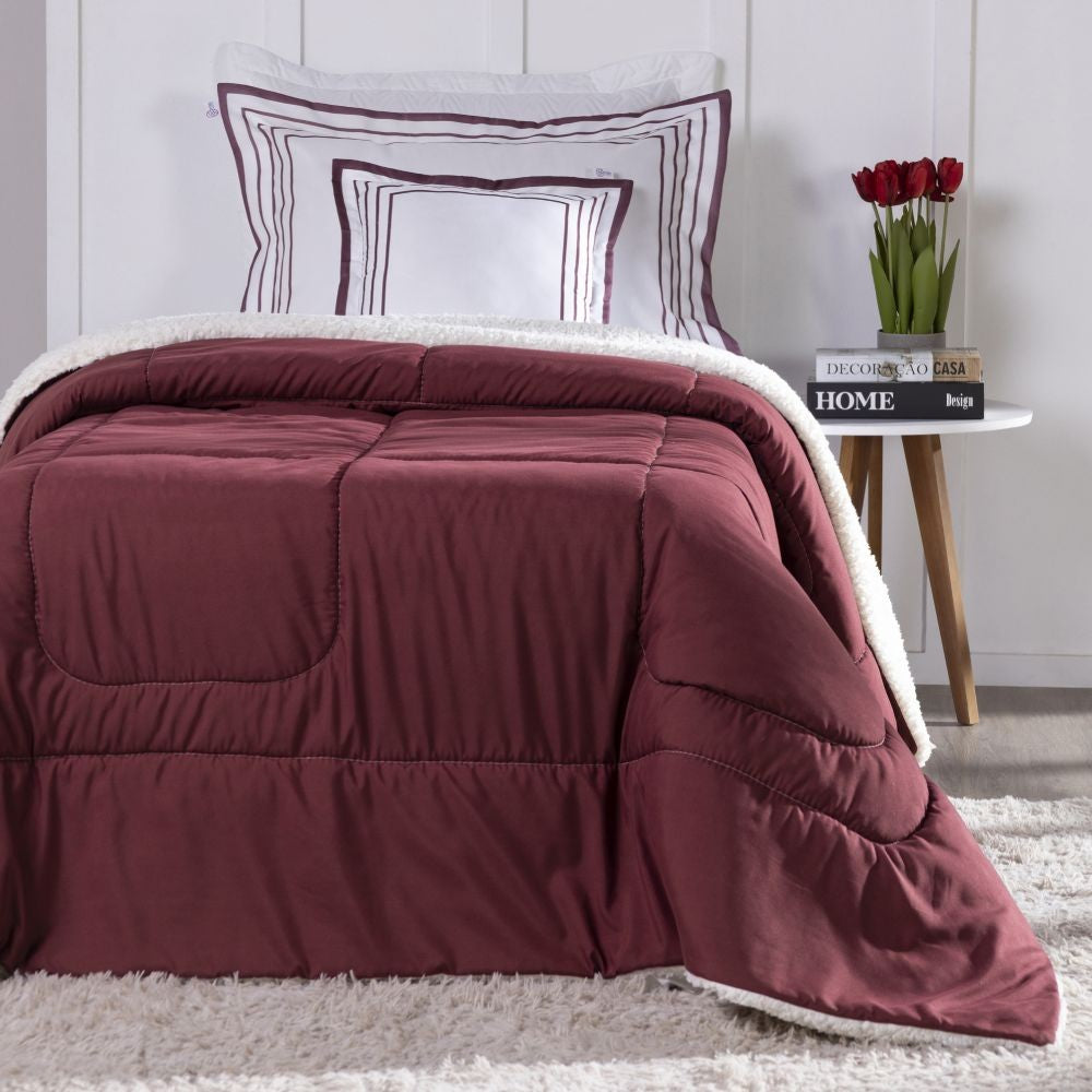 🍷 Coberdrom Soft Solteiro Kit 3 Peças - Vermelho Marsala