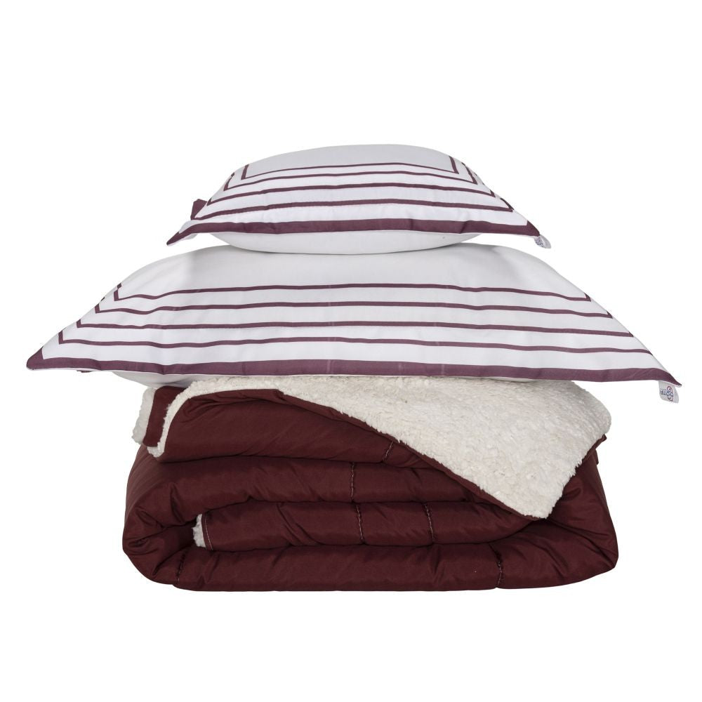 🍷 Coberdrom Soft Solteiro Kit 3 Peças - Vermelho Marsala