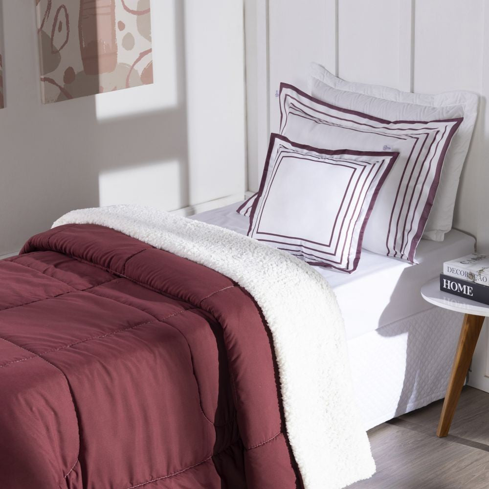 🍷 Coberdrom Soft Solteiro Kit 3 Peças - Vermelho Marsala