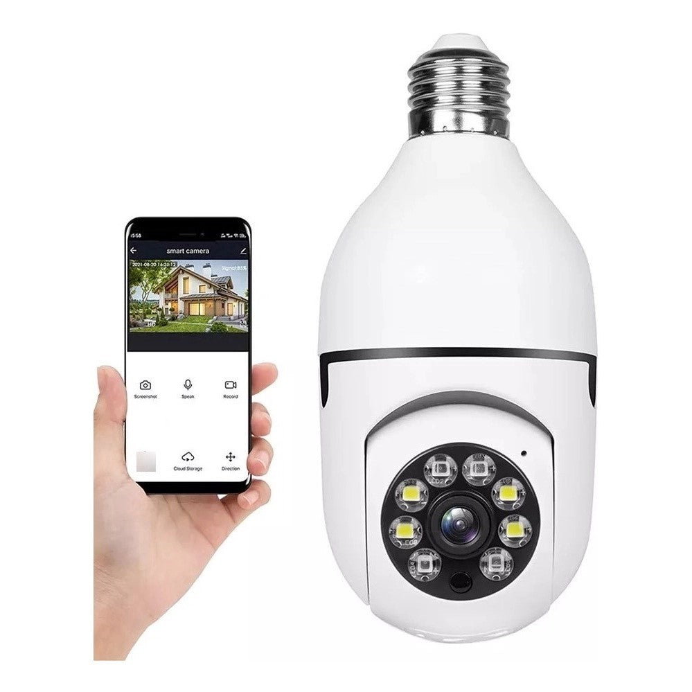 💡 Lâmpada com Câmera 360° Wi-Fi Visão Noturna - Segurança Inteligente