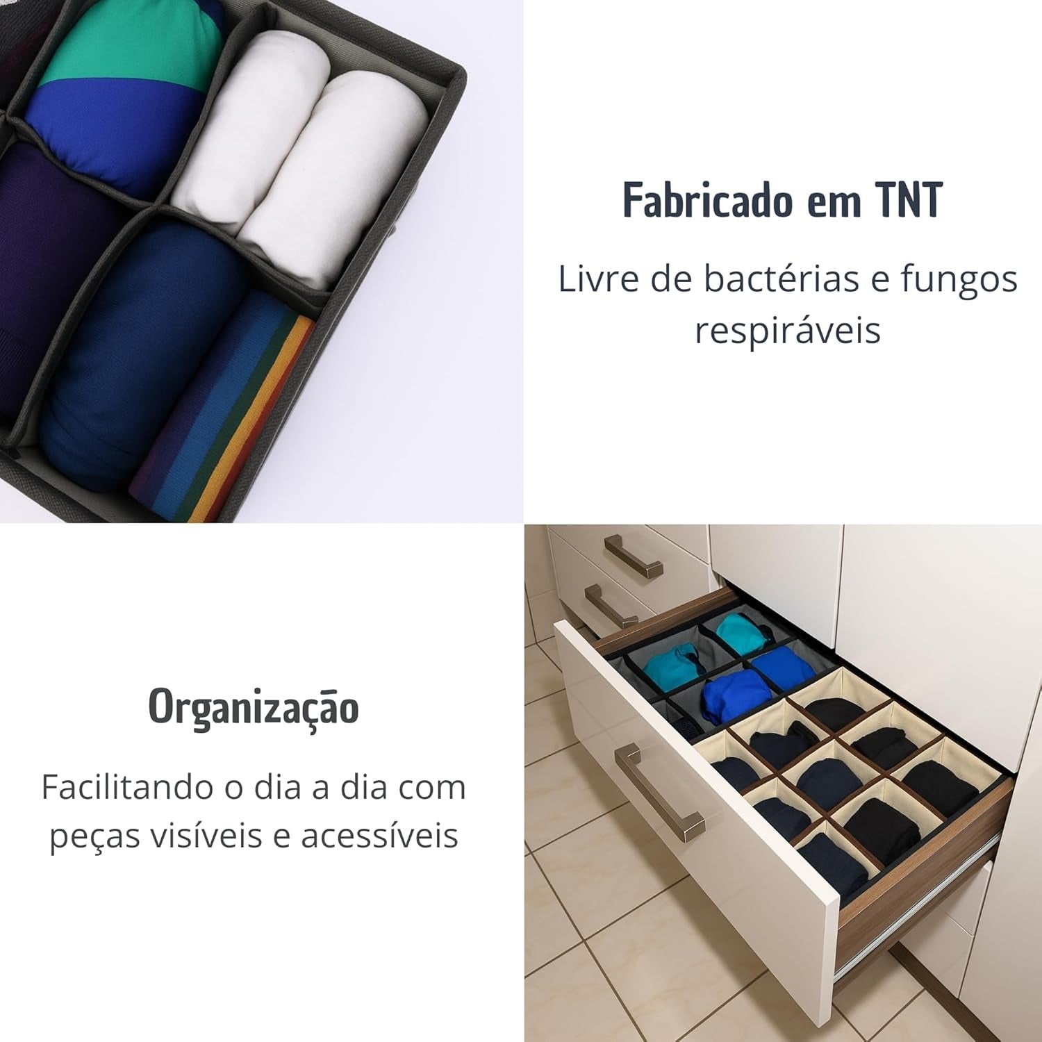 📦 Caixa Organizadora 32x24x12cm Bege TRC7878 - Empilhável