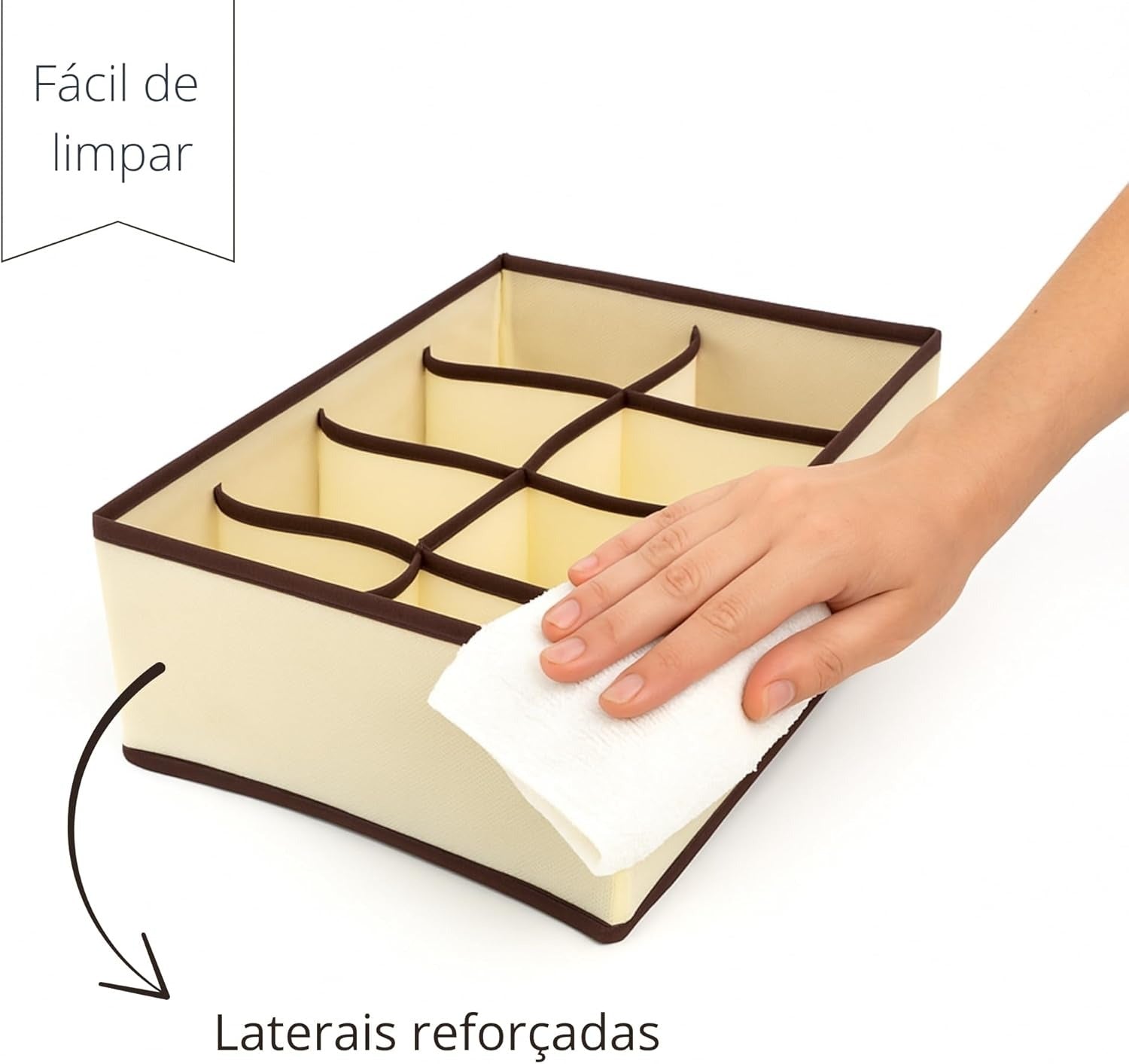 📦 Caixa Organizadora 32x24x12cm Bege TRC7878 - Empilhável