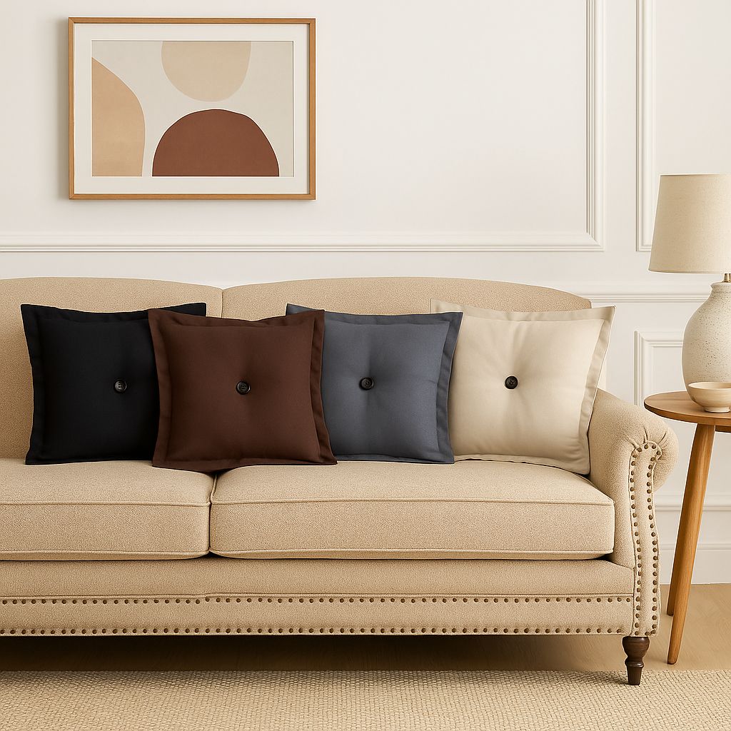 🛋️ Almofada Decorativa Oxford 36x36cm com Botão Central