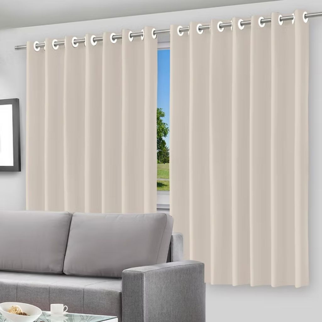 🌙 Cortina Blackout 200x140cm Película Cinza com Ilhós - Bloqueia 100% Luz