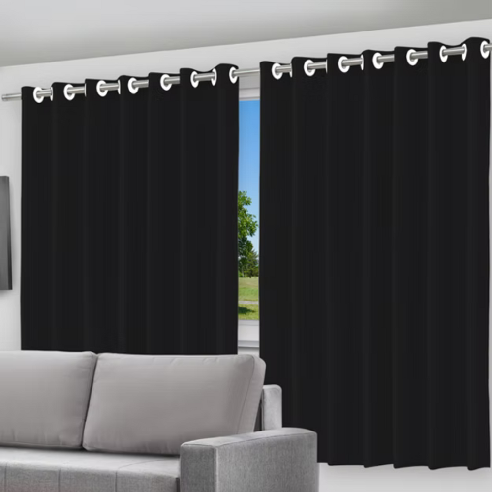 🌙 Cortina Blackout 200x140cm Película Cinza com Ilhós - Bloqueia 100% Luz