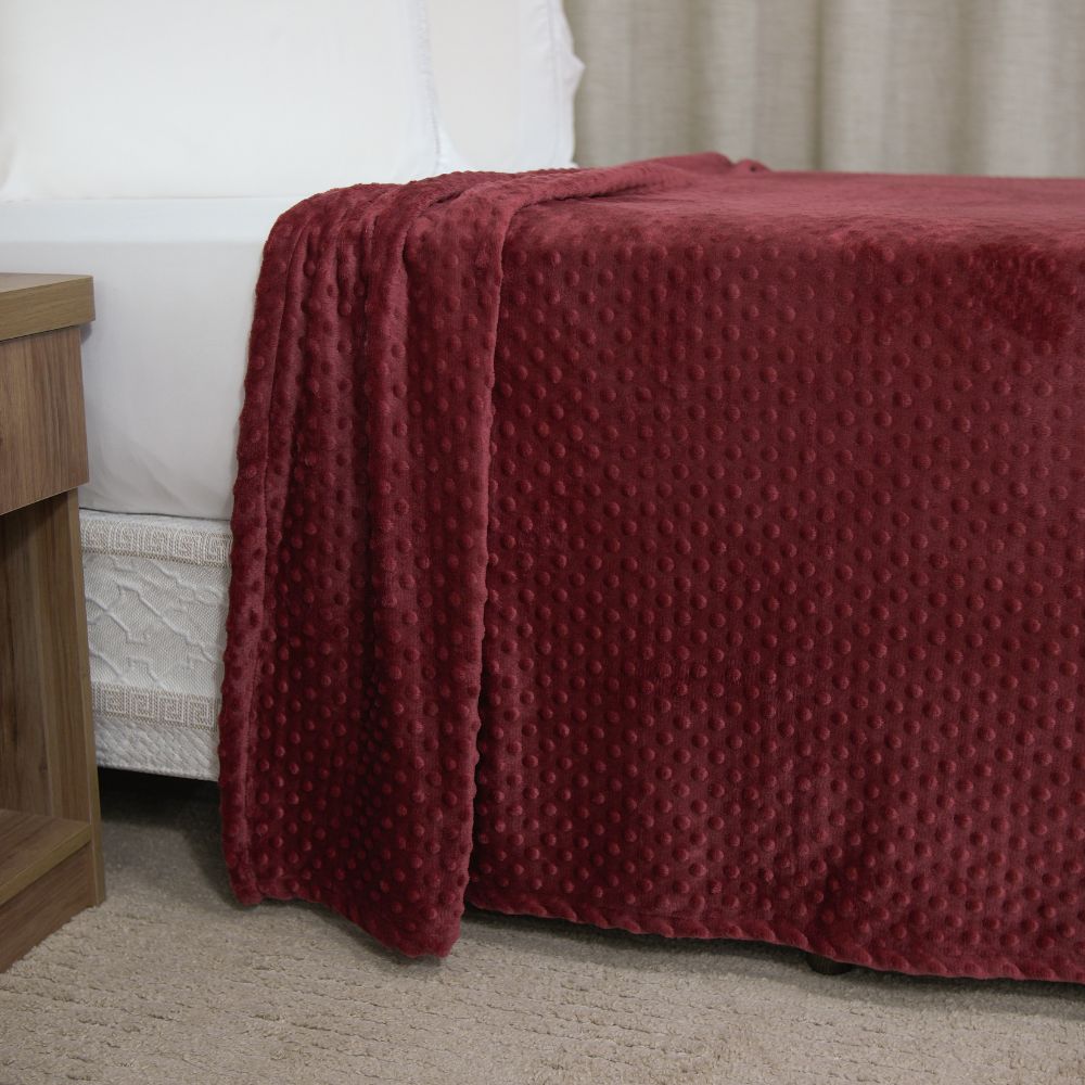 ❤️ Manta Delicatta Fleece Bolinha 2,20x2,40m - Vermelho