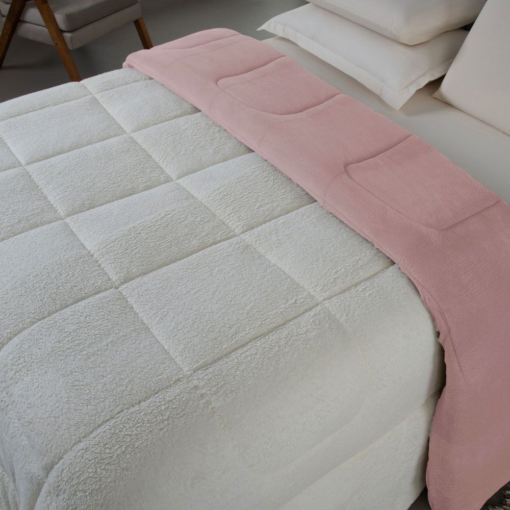 🌸 Coberdrom Casal Dupla Face Sherpa Carneiro - Rosa