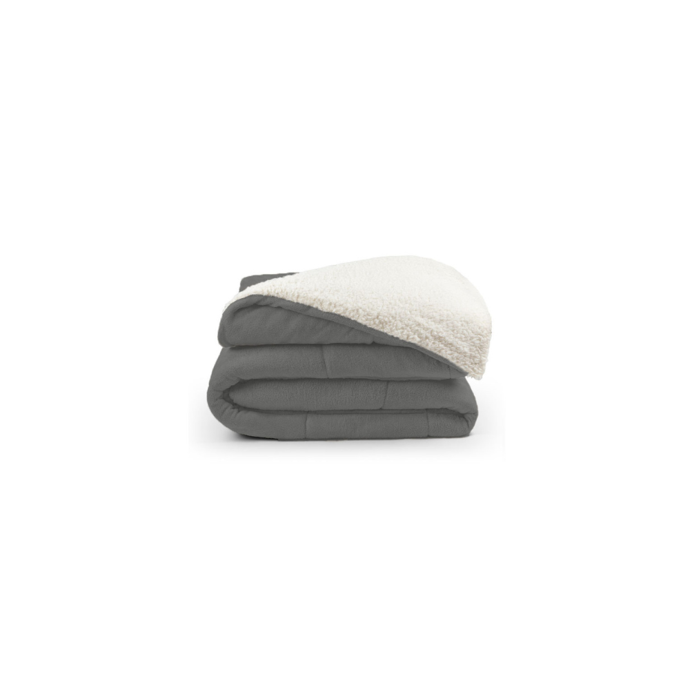🛏️ Coberdrom Casal Dupla Face Sherpa Carneiro - Cinza
