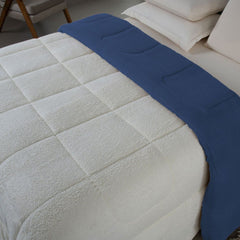 💙 Coberdrom Casal Dupla Face Sherpa Carneiro - Azul