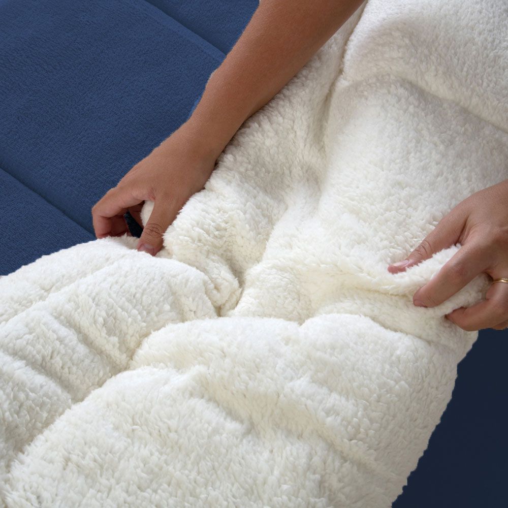 💙 Coberdrom Casal Dupla Face Sherpa Carneiro - Azul