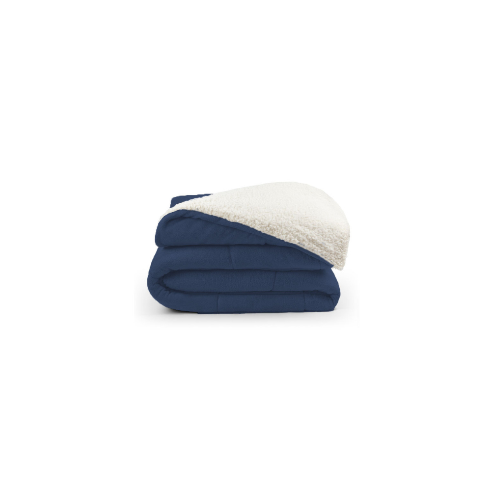 💙 Coberdrom Casal Dupla Face Sherpa Carneiro - Azul