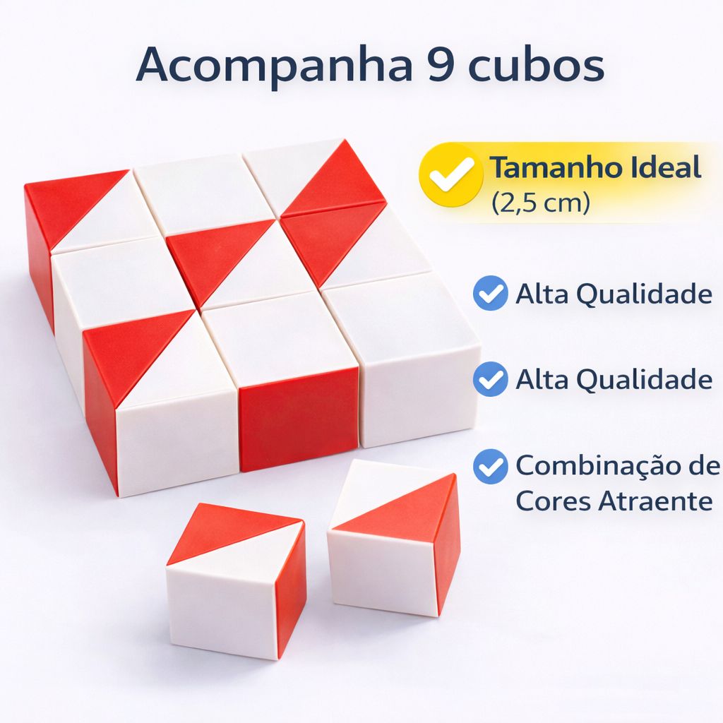 🧩 Cubo Kohs Teste Raciocínio Lógico - 9 Peças Caixa Madeira
