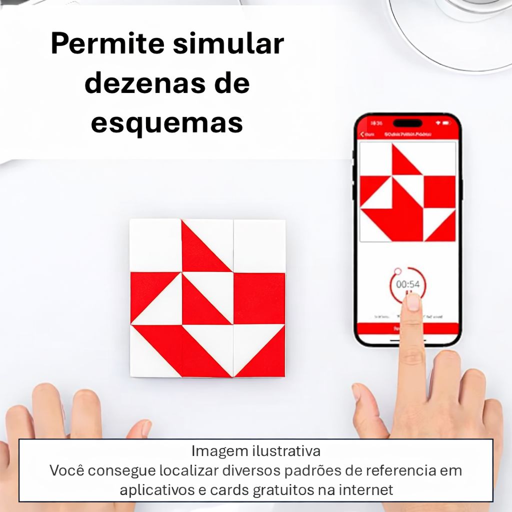 🧩 Cubo Kohs Teste Raciocínio Lógico - 9 Peças Caixa Madeira